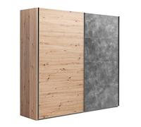 Composad | Armadio della Linea SYSTEMA, Armadio a 2 Ante Scorrevoli, Camera da Letto, (LxAxP) 250x223x67 cm, Colore Rovere Oak Mielato e Grigio Tadao, Made in Italy