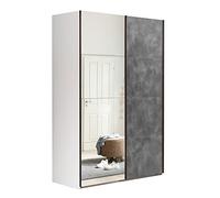 Composad | Armadio della Linea SYSTEMA, Armadio a 2 Ante Scorrevoli con Ante a Specchio, Camera da letto, (LxAxP) 150x223x67 cm, Colore Bianco e Grigio Tadao, Made in Italy