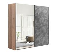 Composad | Armadio della Linea SYSTEMA, Armadio a 2 Ante Scorrevoli con Ante a Specchio, Camera da letto, (LxAxP) 250x223x67 cm, Colore Rovere Oak Mielato e Grigio Tadao, Made in Italy
