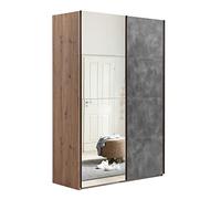 Composad | Armadio della Linea SYSTEMA, Armadio a 2 Ante Scorrevoli con Ante a Specchio, Camera da letto, (LxAxP) 150x223x67 cm, Colore Rovere Oak Mielato e Grigio Tadao, Made in Italy