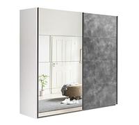 Composad | Armadio della Linea SYSTEMA, Armadio a 2 Ante Scorrevoli con Ante a Specchio, Camera da letto, (LxAxP) 250x223x67 cm, Colore Bianco e Grigio Tadao, Made in Italy