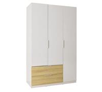 Composad | Armadio Linea Macchiato Teen 3 Ante e 2 Cassetti, per Cameretta, Armadio moderno bambini e ragazzi LxAxP:122,1x200x58,2 cm, Grigio Cashmere laccato e Rovere Chiaro, Made In Italy
