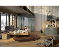 Composad | Camera da Letto Completa 6 Mobili della Linea Sposami con 1 Letto King Size, 1 Armadio 5 Ante con Specchio, 2 Comodini e 2 Cassettiere, Rovere Mielato e Grigio Titanio, Made In Italy