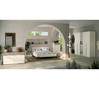 Composad | Camera da Letto Completa della Linea Favorita, Set di 6 Mobili con 1 Letto Matrimoniale, 1 Armadio 5 Ante, 2 Cassettiere e 2 comodini, Grigio Cashmere Topmatt, Made In Italy