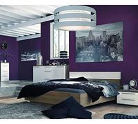 Composad | Camera da Letto Completa della Linea MOMENTI, Set di 4 Mobili, Con Letto King Size, Comodini e Comò, Mobili Moderni, Colore Rovere Sonoma e Bianco Laccato, Made in Italy