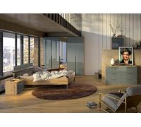 Composad | Camera da Letto Completa Linea Sposami, Set di 6 Mobili con 1 Letto King Size, 1 Armadio 5 Ante con Specchio, 2 Comodini e 2 Cassettiere, Rovere Mielato e Grigio Titanio, Made In Italy