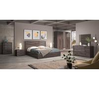 Composad | Camera Matrimoniale Hydra 6 Pezzi Olmo Laccato Camera matrimoniale completa con letto, armadio con specchio, 2 comodini e 2 cassettiere, Made in Italy