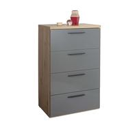 Composad | Cassettiera 4 Cassetti della Linea Sposami per Camera da Letto, Cassettone Camera, Mobile Contenitore, (LxAxP): 69,4x108,2x44,4 cm, Rovere Mielato e Grigio Titanio Laccato, Made In Italy