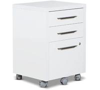 Composad | Cassettiera con 3 Cassetti, Ruote e Serratura, Cassettiera Ufficio da Scrivania, con Serratura, Dimensioni 49,50x67x45 cm, Colore Bianco Laccato, Made in Italy