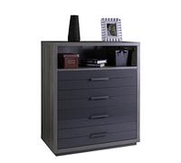 Composad | Cassettiera con 4 cassetti e 1 vano, Cassettiera Camera Da Letto, (LxAxP) 97x115,10x50 cm, Colore Rovere e Grigio Laccato, Made in Italy