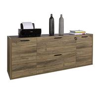 Composad | Cassettiera della Linea DAVINCI BRERA con 2 Ante, 2 Cassetti e Serratura, Mobile Archivio, (LxAxP) 187,4x73x44,2 cm, Noce Brera e Nero Chalet, per Studio, Ufficio, Made in Italy