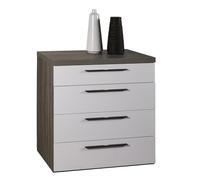 Composad | Cassettiera della Linea MOMENTI con 4 Cassetti, Comò Camera da Letto, Moderno ed Elegante, (LxAxP) 45x81x82 cm, Colore Rovere Sonoma e Bianco Laccato, Made in Italy