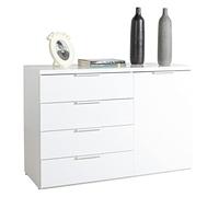 Composad | Cassettiera della Linea MUNDI con 4 Cassetti e 1 Anta, Cassettiera Bianca Camera da Letto, (LxAxP) 120x82,60x44,40 cm, Colore Bianco laccato, Made in Italy