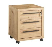 Composad | Cassettiera della Linea RILEGA con 3 Cassetti, Serratura e Ruote, Cassettiera Ufficio Moderna, Archivio, (LxAxP) 53,6x63,4x44,7 cm, Rovere Oak Mielato, Made in Italy