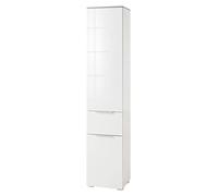 Composad | Colonna della Linea GALAVERNA con 1 Cassetto e 2 Ante, Colonna bagno, Armadietto bagno Salvaspazio, (LxAxP) 40x192,10x35 cm, Colore Cemento e Bianco Laccato, Made in Italy