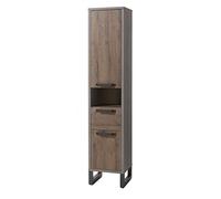 Composad | Colonna della Linea LAFABRICA con 1 Cassetto, 2 Ante e 1 Vano, Mobile bagno, Armadietto bagno Salvaspazio, (LxAxP) 40x190,10x35 cm, Colore Rovere e Cemento, Made in Italy