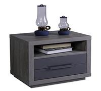 Composad | Comodino con 1 Vano e 1 Cassetto, Comodino Camera Da Letto, (LxAxP) 70x55x45 cm, Colore Rovere e Grigio Laccato, Made in Italy