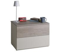 Composad | Comodino con 2 Cassetti della Linea FAVORITA per Camera da Letto, Comodino Moderno, Arredo Zona Notte (LxAxP): 59,6x42,5x40,4 cm, Rovere Gessato e Grigio Cashmere Topmatt, Made In Italy