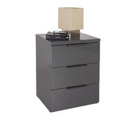 Composad | Comodino con 3 Cassetti Della Linea Mundi, Comodino Moderno, Camera da Letto, (LxAxP) 49x63,40x40,40 cm, Grigio Titanio Laccato, Made in Italy