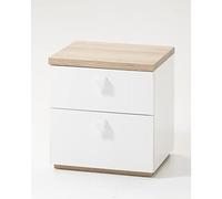 Composad | Comodino della Linea GLOBO con 2 Cassetti, Comodino Bianco Camera da Letto, (LxAxP) 45x48,10x40 cm, Rovere e Bianco Laccato, Made in Italy