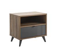 Composad | Comodino della Linea INFINITO con 1 Cassetto e 1 Vano, Elegante e Moderno, Camera da letto, (LxAxP) 59,6x55,5x40,5 cm, Grigio Titanio Laccato e Noce Brera, Made in Italy