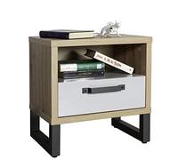 Composad | Comodino della Linea LAFABRICA con 1 Cassetto e 1 Vano, Comodino Cameretta, (LxAxP) 52x53,80x35 cm, Colore Rovere Oak Mielato e Grigio Laccato, Made in Italy