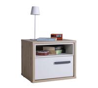 Composad | Comodino della Linea MiPiace con 1 Cassetto e 1 Vano Aperto per Cameretta, Comodino per Bambini e Ragazzi, (LxAxP): 50x42x40,5 cm, Rovere Mielato e Grigio Cashmere Laccato, Made In Italy
