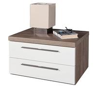 COMPOSAD | Comodino della Linea MOMENTI con 2 Cassetti, Comodino Camera Da Letto, (LxAxP) 60x37,20x45 cm, Rovere Sonoma e Bianco Laccato, Made in Italy