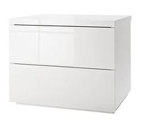 COMPOSAD | Comodino della Linea PRIVILEGIO con 2 Cassetti senza Maniglie, Comodino bianco, Comodino Camera Da Letto, (LxAxP) 55x41x44 cm, Bianco Laccato, Made in Italy