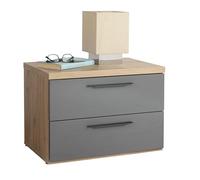 Composad | Comodino della Linea SPOSAMI con 2 Cassetti per Camera da Letto, Comodino Camera Moderna, (LxAxP): 60x44x40 cm, Rovere Mielato e Grigio Titanio Laccato, Made In Italy