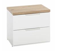 Composad | Comodino della Linea MUNDI BEDROOM, Comodino Bianco, Comodino Camera Da Letto, (LxAxP) 49x44,20x39,90 cm, Rovere Oak Mielato e Bianco laccato, Made in Italy