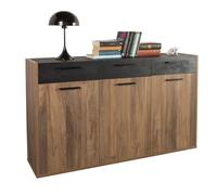 Composad | Contromobile della Linea DAVINCI BRERA con 3 Cassetti e 3 Ante, Mobile Archivio Portadocumenti, Ufficio, (LxAxP) 143,6x88,9x34,9 cm, Noce Brera e Nero Chalet, Made in Italy