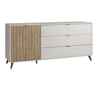 Composad | Contromobile della Linea ILAGO con 1 Anta con 3 Cassetti, madia Soggiorno, Mobile Contenitore Salotto, (LxAxP): 182,8x83,2x40,7 cm, Grigio Cashmere Topmatt e Strippedwood