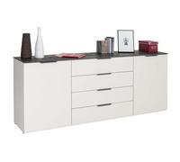 Composad | Contromobile Linea BRINA con 2 Ante e 4 Cassetti, Mobile Contenitore per Soggiorno o Ingresso, Madia, (LxAxP): 200x80,8x44,4 cm, Grigio Cashmere Topmatt e Marmo Blunt