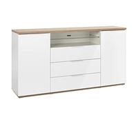Composad | Credenza della Linea MUNDI con 3 Cassetti, 2 Ante e 1 Vano, Credenza Soggiorno, Madia Cucina, (LxAxP) 180x96x40,50 cm, Colore Rovere Oak Mielato e Bianco laccato, Made in Italy
