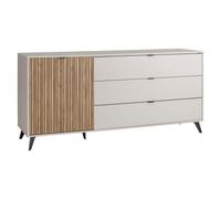 Composad | Contromobile della Linea ILAGO con 1 Anta con 3 Cassetti, madia Soggiorno, Mobile Contenitore Salotto, (LxAxP): 182,8x83,2x40,7 cm, Grigio Cashmere Topmatt e Strippedwood