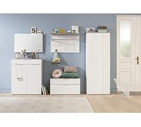 Composad | Ingresso Completo della Linea GALAVERNA, Set di 5 Mobili, Specchio, Scarpiera, Appendiabiti, Mobile Armadio, Mobili Ingresso Moderno, Colore Cemento e Bianco Laccato, Made in Italy