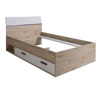 Composad | Letto 1 Piazza e Mezza della Linea MIPIACE con 2 Cassetti e 1 Vano, Letto Contenitore per Cameretta, (LxAxP) 126,4x94,7x212,3 cm, Rovere Mielato e Grigio Cashmere Laccato