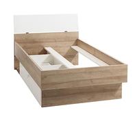 Composad | Letto della Linea GLOBO, con 1 Cassetto Contenitore, Letto Singolo con Contenitore, Struttura letto, (LxAxP) 97,40x91,10x215 cm, Colore Rovere e Bianco Laccato, Made in Italy