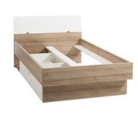 Composad | Letto della Linea GLOBO con 1 Cassetto Contenitore, Letto Una Piazza e Mezza con Contenitore, (LxAxP) 127,40x91,10x215 cm, Colore Rovere e Bianco Laccato, Made in Italy