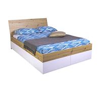 Composad | Letto della Linea GLOBO con 4 Cassetti Contenitori, Letto Queen Size Contenitore, (LxAxP) 145,80x95,60x220,20 cm, Colore Rovere Oak Mielato e Bianco laccato, Made in Italy