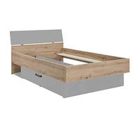 Composad | Letto della Linea LAFABRICA, Letto Una Piazza e Mezza con 1 Cassetto Contenitore, (LxAxP) 127,40x91,10x215 cm, Colore Rovere Oak Mielato e Grigio Chiaro Laccato, Made in Italy