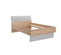 Composad | Letto della Linea LAFABRICA, Letto Una Piazza e Mezza, Spazio per Cassettoni (non inclusi), (LxAxP) 127,40x91,10x215 cm, Colore Rovere Oak Mielato e Grigio Laccato, Made in Italy