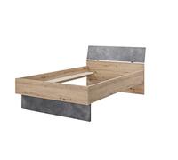 Composad | Letto della Linea LAFABRICA, Letto Una Piazza e Mezza, Spazio per Cassettoni (Non Inclusi), (LxAxP) 127,40x91,10x215 cm, Colore Rovere Oak Mielato e Grigio Tadao, Made in Italy