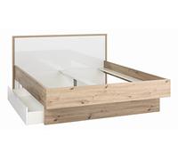 Composad | Letto della Linea MUNDI con Cassetto Contenitore, Letto King Size, (LxAxP) 193,50x211,10x98,10 cm, Colore Rovere Oak Mielato e Bianco laccato, Made in Italy