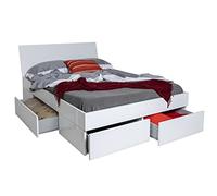 Composad | Letto della Linea STORAGE con 4 cassetti Contenitori, Letto Una piazza e Mezza, (LxAxP) 125,80x95,40x220,20 cm, Colore Bianco laccato, Made in Italy
