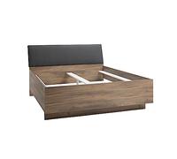 Composad | Letto Matrimoniale della Linea INFINITO con Testiera Imbottita, Moderno ed Elegante, (LxAxP) 168x103,2x219,7 cm, Grigio Titanio Laccato e Noce Brera, Made in Italy