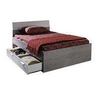 Composad | Letto Piazza e Mezza della Linea MIPIACE con 2 Cassetti Contenitori e 1 vano, Letto Contenitore, Dimensioni (LxAxP) 126,5x87x211,8 cm, Colore Cemento e Bianco Laccato, Made in Italy