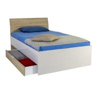 Composad | Letto Singolo della Linea MACCHIATO TEEN con Cassettone Estraibile, Letto Salvaspazio per Cameretta, (LxAxP) 125,8x93,7x211,8 cm, Grigio Cashmere Laccato e Rovere Chiaro, Made in Italy