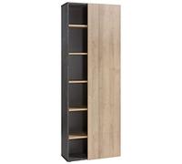 Composad | Libreria Alta della Linea CORE con 1 Anta e 6 Vani, Libreria Scaffale Moderna, (LxAxP) 80x218x35 cm, Colore Rovere e Grigio Tadao, Made in Italy